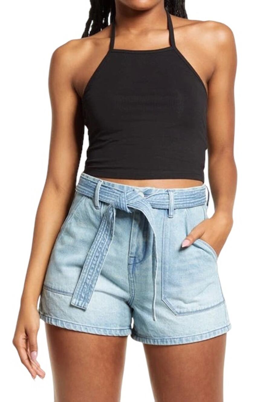 Bp. Halter Crop Top In Black Nordstrom Cotton